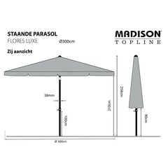 Зонт Madison Flores Luxe, серо-коричневый, 300 см, круглый цена и информация | Зонты, маркизы, стойки | 220.lv