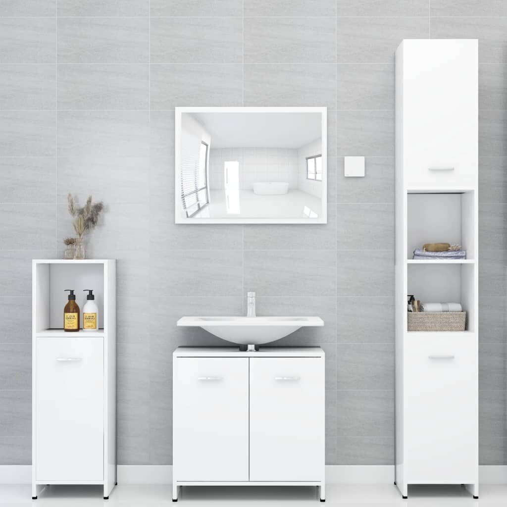 Vannasistabas mēbeļu komplekts, 3 daļas, baltā krāsā цена и информация | Vannas istabas mēbeļu komplekti | 220.lv