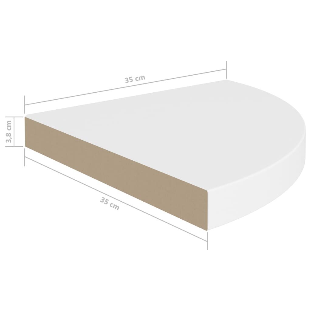 Piekarami stūra plaukti VidaXL, 2 gab., 35x35x3,8 cm, balti cena un informācija | Plaukti | 220.lv