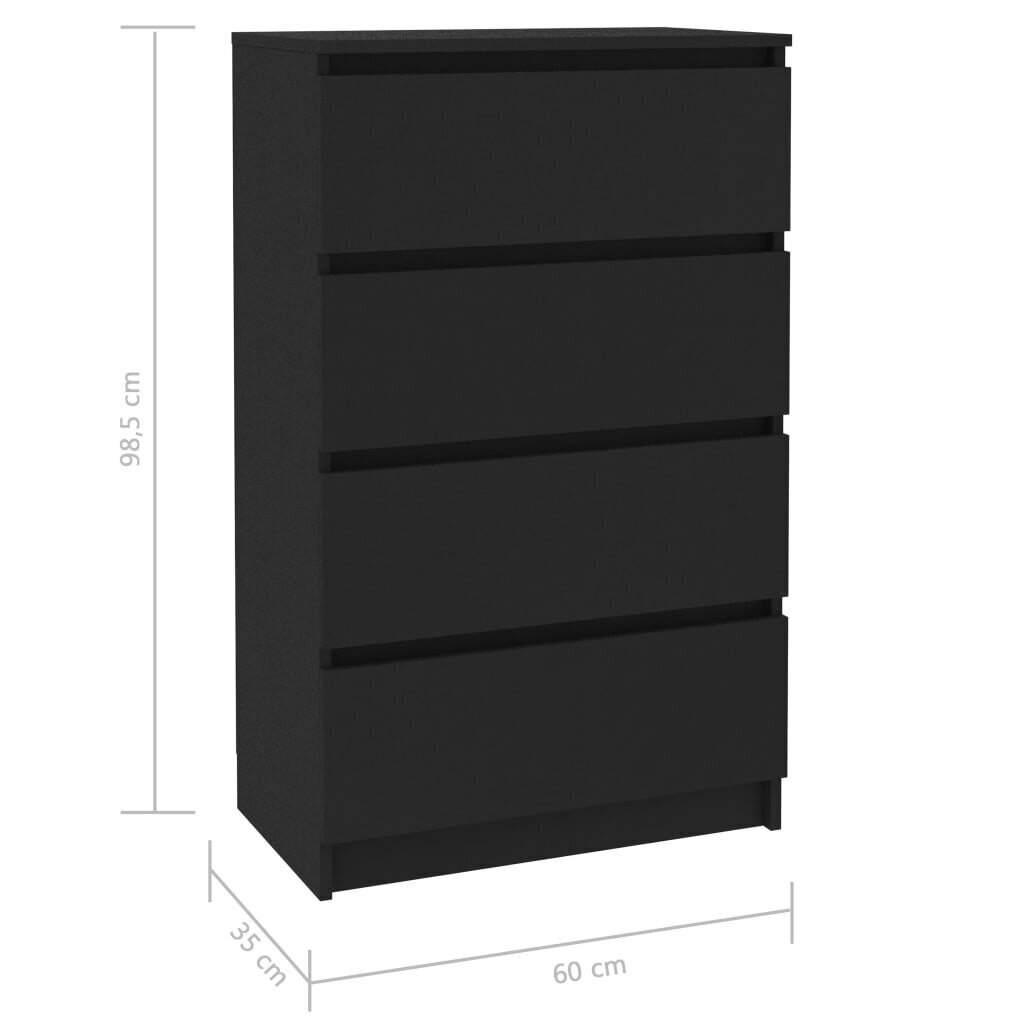 Sānu skapis vidaXL, melnā krāsā, 60x35x98,5 cm, MDP cena un informācija | Skapīši viesistabai | 220.lv