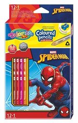 Цветные карандаши с точилкой Colorino Marvel Spider-Man, треугольные, 12 шт./13 цветов цена и информация | Принадлежности для рисования, лепки | 220.lv