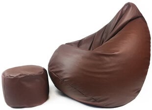 Кресло-мешок Nore XXL с пуфиком, темно-коричневое цена и информация | Кресла-мешки и пуфы | 220.lv