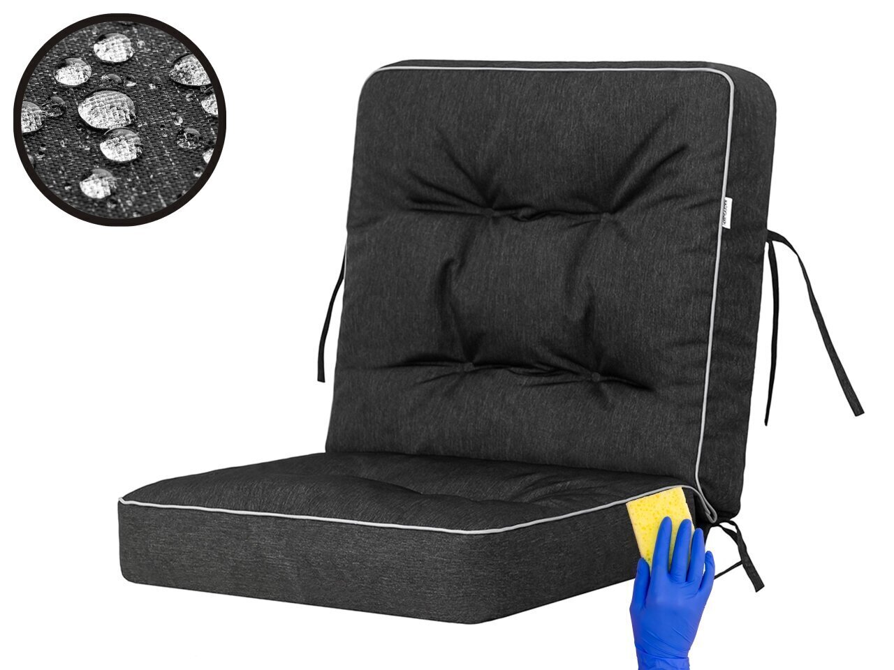 Spilvens krēslam Hobbygarden Venus 50cm, melns cena un informācija | Krēslu paliktņi | 220.lv