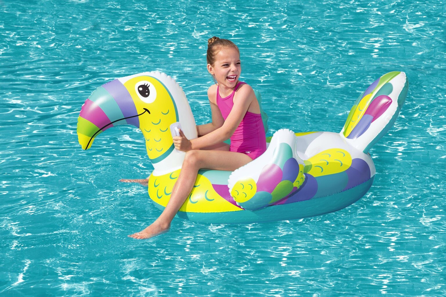 Piepūšamais plosts Bestway Toucan Pool Day Ride-On, 157x97 cm cena un informācija | Piepūšamās rotaļlietas un pludmales preces | 220.lv