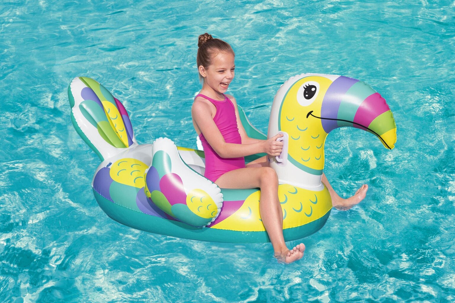 Piepūšamais plosts Bestway Toucan Pool Day Ride-On, 157x97 cm cena un informācija | Piepūšamās rotaļlietas un pludmales preces | 220.lv