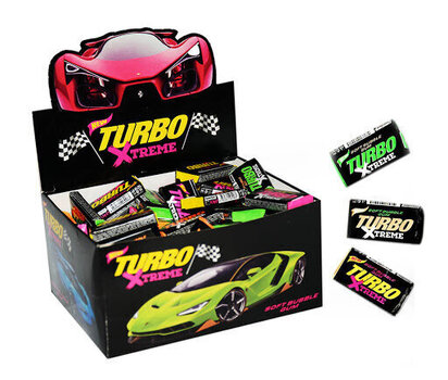 Košļājamā gumija Turbo Xtreme 1 kaste (100 gab.) cena un informācija | Saldumi | 220.lv