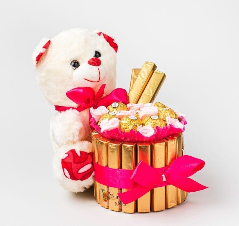 Lācītis - saldumu pušķis Skanios gėlės Garšīgi ziedi, 710 g cena un informācija | Saldumi | 220.lv