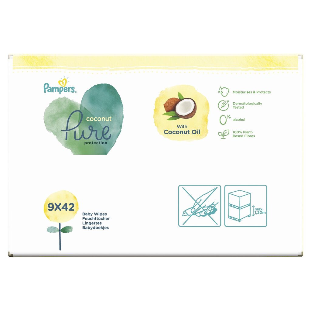 Salvetes PAMPERS Coconut Pure, 9x42 gab. цена и информация | Mitrās salvetes, vienreizlietojamie paladziņi | 220.lv