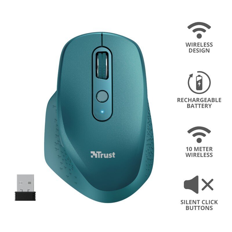 MOUSE USB OPTICAL WRL/OZAA BLUE 24034 TRUST цена и информация | Peles | 220.lv