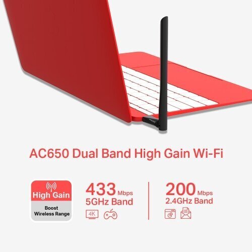 Mercusys AC650 High Gain bezvadu divjoslu USB adapteris (MU6H) cena un informācija | Rūteri (maršrutētāji) | 220.lv