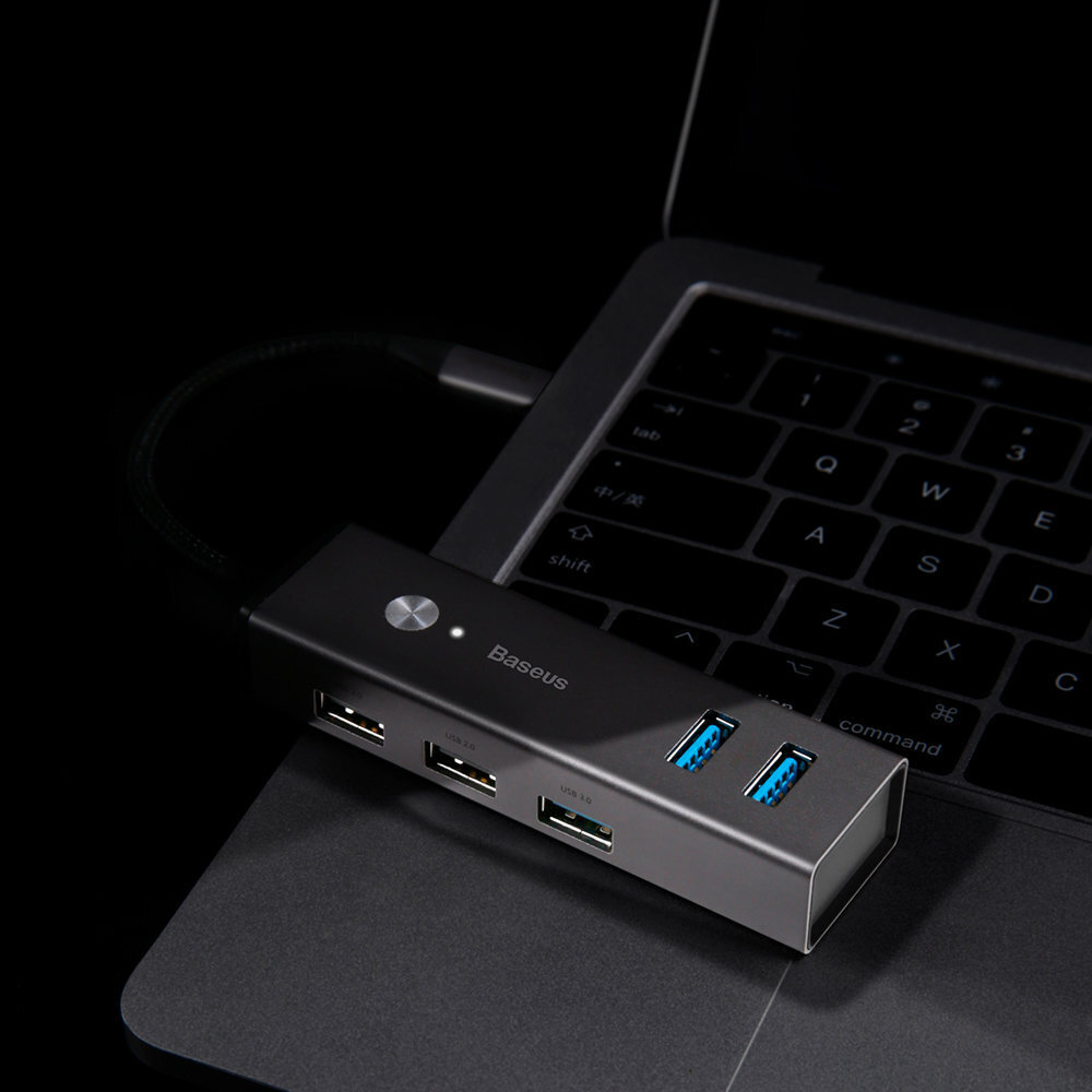 USB HUB adapteris Baseus 3x USB 3.0 + 2x USB 2.0 cena un informācija | Savienotājkabeļi | 220.lv