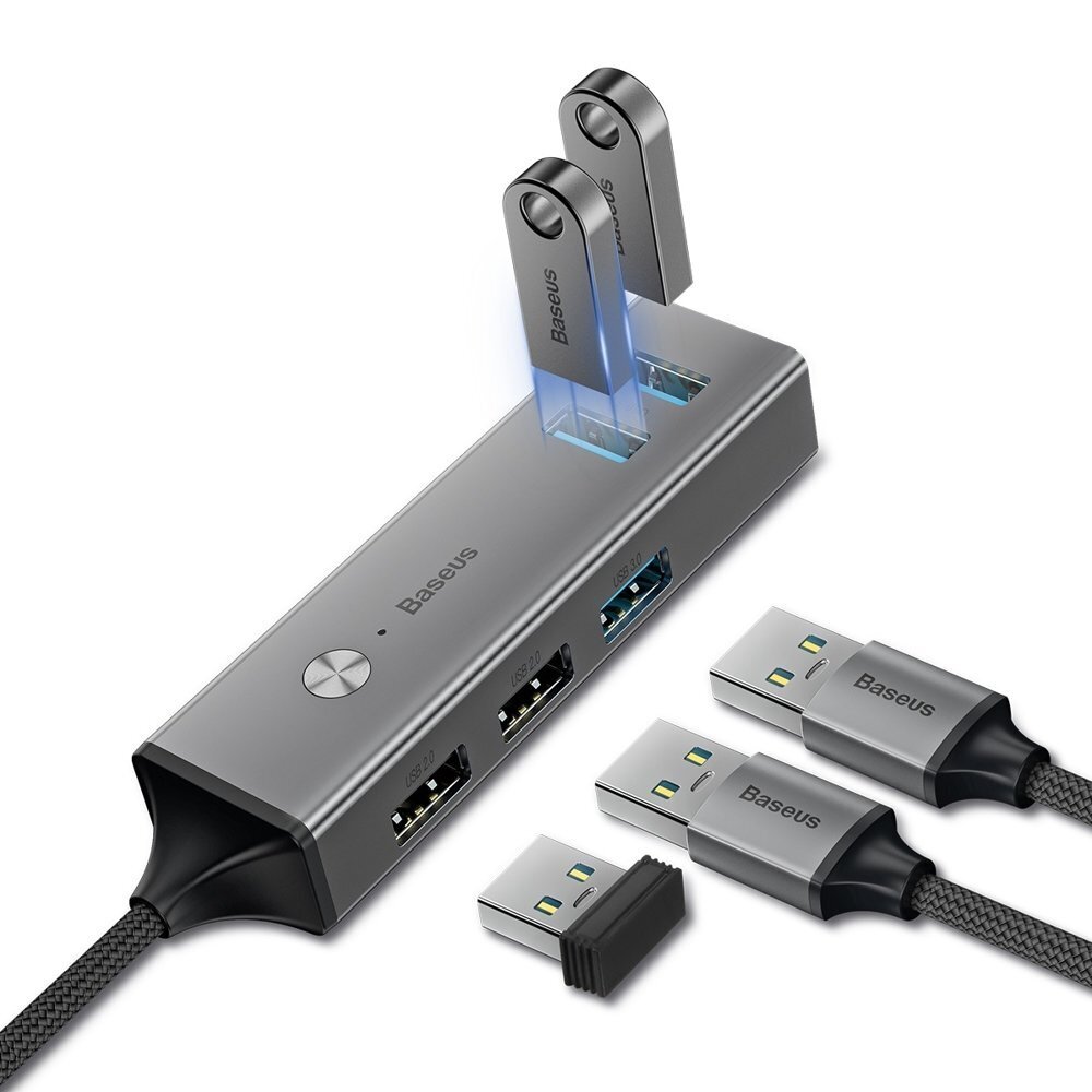 USB HUB adapteris Baseus 3x USB 3.0 + 2x USB 2.0 cena un informācija | Savienotājkabeļi | 220.lv