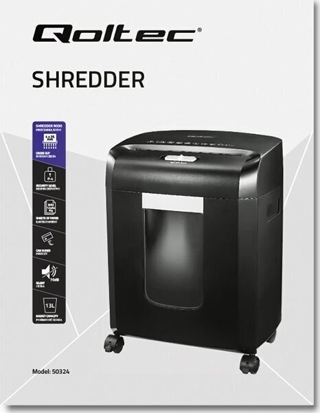 Papīra smalcinātājs Qoltec Shredder AGUDO 50324 cena un informācija | Papīra smalcinātāji | 220.lv