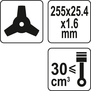 Nazis trimmerim / zāles pļāvējam / 3T | 255 mm x 25.4 mm (YT-85155) цена и информация | Dārza tehnikas rezerves daļas | 220.lv