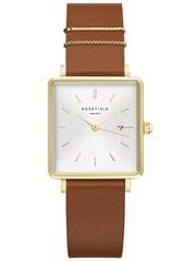 Rokas pulkstenis sievietēm Rosefield The Boxy White Sunray Cognac Gold QSCG-Q029 цена и информация | Женские часы | 220.lv