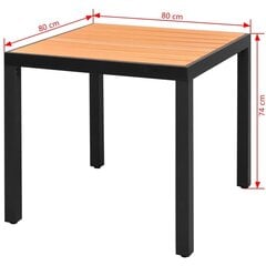 vidaXL Садовый стол, коричневый, 80x80x74см, алюминий и WPC цена и информация | Столы для сада | 220.lv