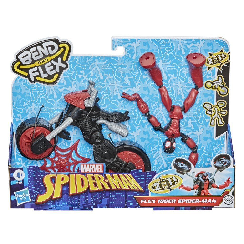 Figūriņa ar motociklu Hasbro Spider-Man Bend N Flex cena un informācija | Rotaļlietas zēniem | 220.lv