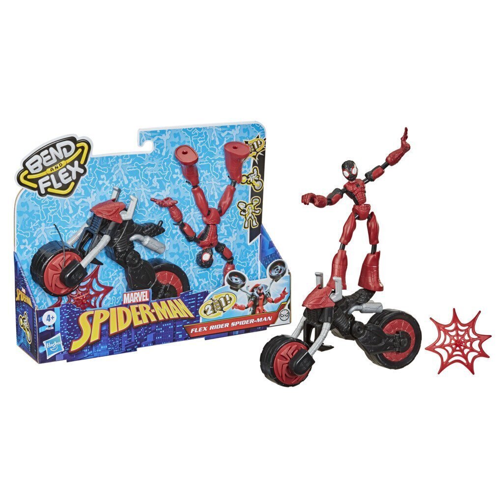 Figūriņa ar motociklu Hasbro Spider-Man Bend N Flex cena un informācija | Rotaļlietas zēniem | 220.lv