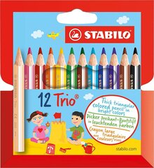 Krāsainie zīmuļi STABILO Trio Mini, 12 krāsas цена и информация | Принадлежности для рисования, лепки | 220.lv