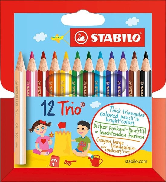 Krāsainie zīmuļi STABILO Trio Mini, 12 krāsas cena | 220.lv