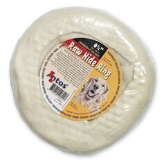 Antos baltais gredzens Raw Hide donut 6.5 no buļļa ādas 17cm cena un informācija | Gardumi suņiem | 220.lv