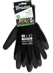 Садовые и рабочие перчатки Bradas PURE BLACK PRO poliuretan, размер 10 цена и информация | Рабочие перчатки | 220.lv