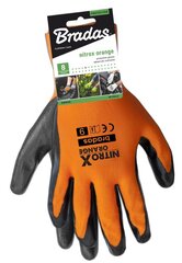 Садовые и рабочие перчатки Brad NITROX ORANGE nitrile, размер 10 цена и информация | Рабочие перчатки | 220.lv