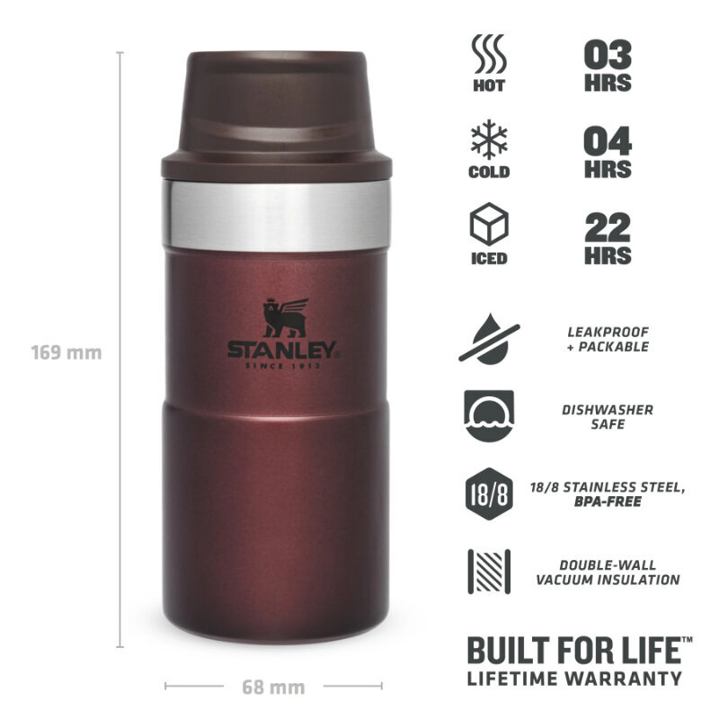 Termokrūze The Trigger-Action Travel Mug Classic 0,25L sarkana cena un informācija | Termosi, termokrūzes | 220.lv