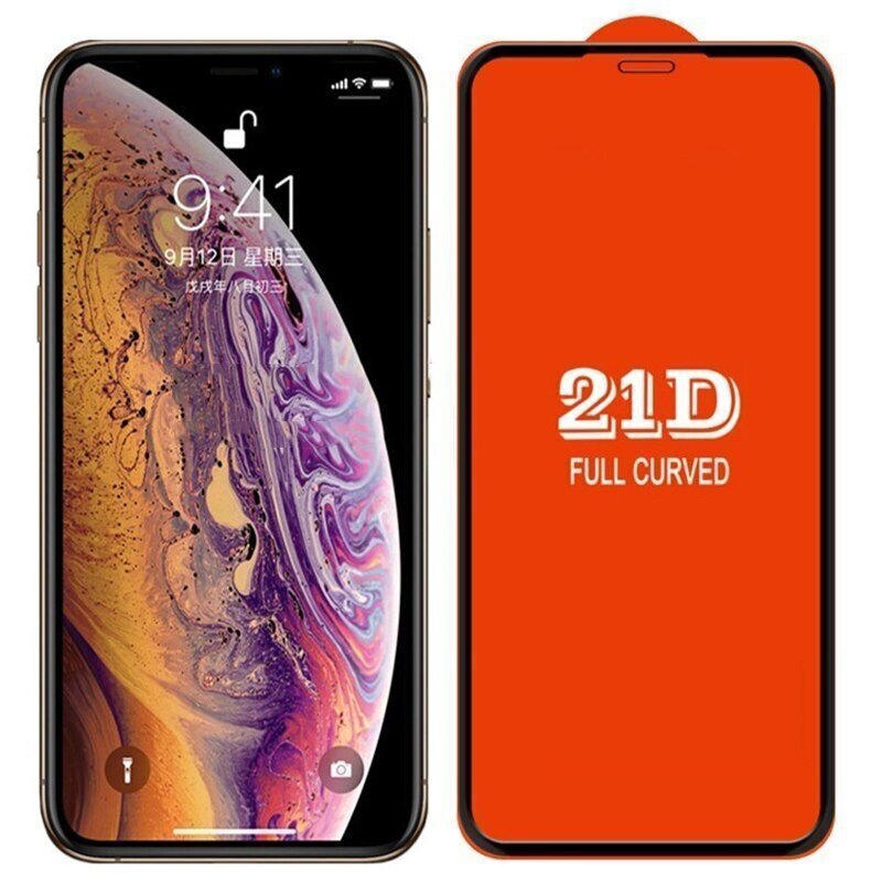 Hallo Full Face 21D Tempered Glass aizsargstikls ar rāmīti priekš Apple iPhone 12 / 12 Pro, melns cena un informācija | Ekrāna aizsargstikli | 220.lv