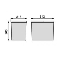 Iebūvētās atkritumu tvertnes (2x15L) цена и информация | Мусорные баки | 220.lv