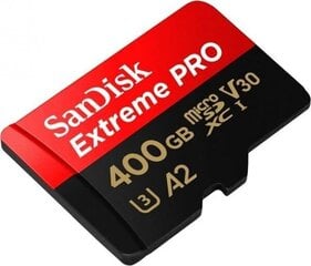 SanDisk Extreme Pro microSDXC 400GB + SD Adapteris цена и информация | Карты памяти для фотоаппаратов | 220.lv