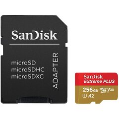 SanDisk Extreme Plus microSDXC 256GB + SD Адаптер цена и информация | Карты памяти для фотоаппаратов | 220.lv