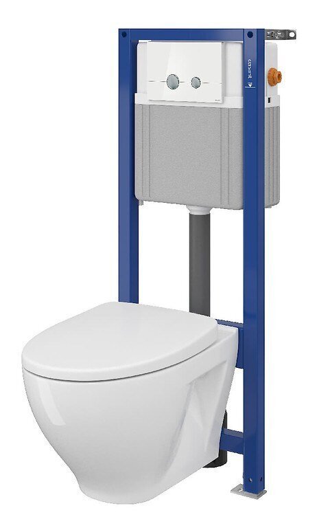 WC sistēma CERSANIT AQUA B39 ar sienas podu MODUO Clean ON ar duroplast Soft Close vāku cena un informācija | Tualetes podi | 220.lv