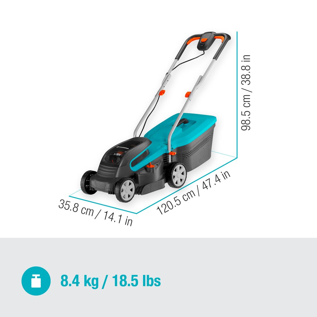 Akumulatora zāles pļāvējs Gardena PowerMax 32/36V P4A cena un informācija | Zāles pļāvēji | 220.lv