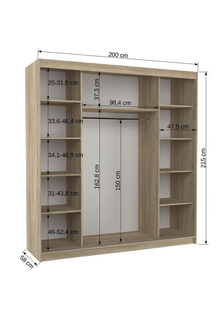 Skapis ADRK Furniture Dalmatia, balts цена и информация | Skapji | 220.lv