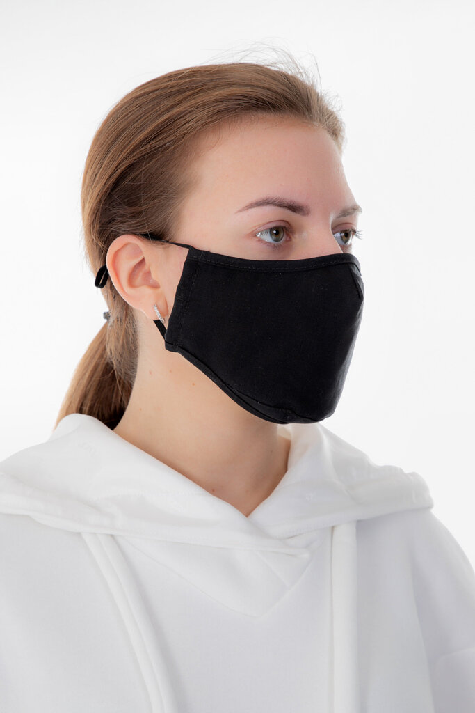 Divslāņu atkārtoti lietojama sejas maska "Cotton ECO", melnā krāsā, 1 gab. цена и информация | Pirmā palīdzība | 220.lv
