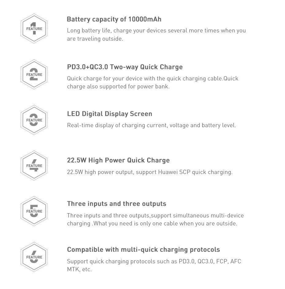 Ārējais-akumulators Power Bank Baseus Adaman Metal Quick Charge 3.0 (3A) ar LCD ekrānu 10000mAh melna PPIMDA-B0A cena un informācija | Lādētāji-akumulatori (Power bank) | 220.lv