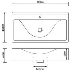 Izlietne 600x460, zeltaina цена и информация | Раковины | 220.lv