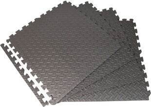 Aizsargājošs grīdas paklājs Eb Fit 60x60 cm, 4 gab., Melns / pelēks cena un informācija | Piederumi un aksesuāri trenažieriem | 220.lv