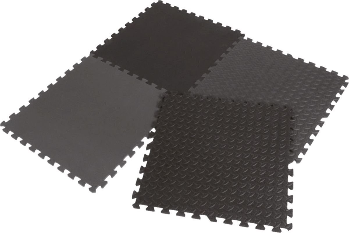 Aizsargājošs grīdas paklājs Eb Fit 60x60 cm, 4 gab., Melns / pelēks cena un informācija | Piederumi un aksesuāri trenažieriem | 220.lv
