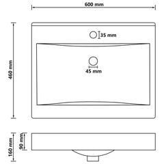 Izlietne 600x460, pelēka цена и информация | Раковины | 220.lv