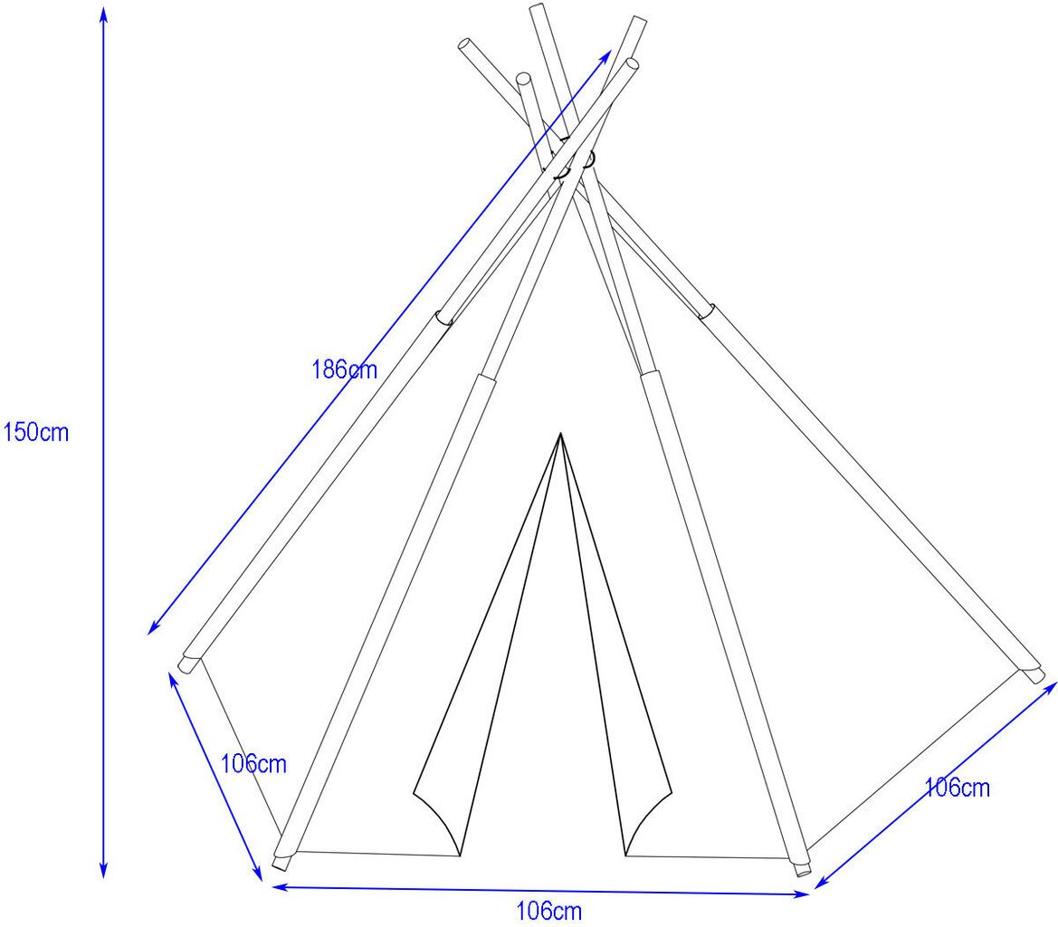 Bērnu indiešu telts-vigvams Enero Toys, zila/balta cena un informācija | Bērnu rotaļu laukumi, mājiņas | 220.lv