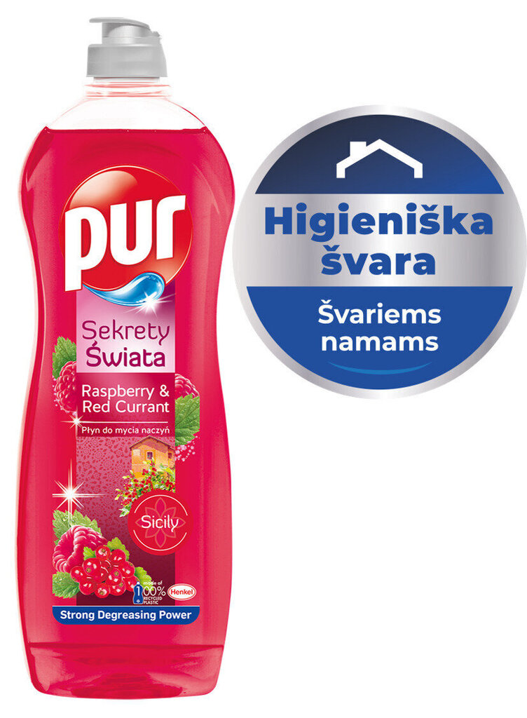 Trauku mazgāšanas līdzeklis PUR Power Raspberry, 750ml cena un informācija | Trauku mazgāšanas līdzekļi | 220.lv