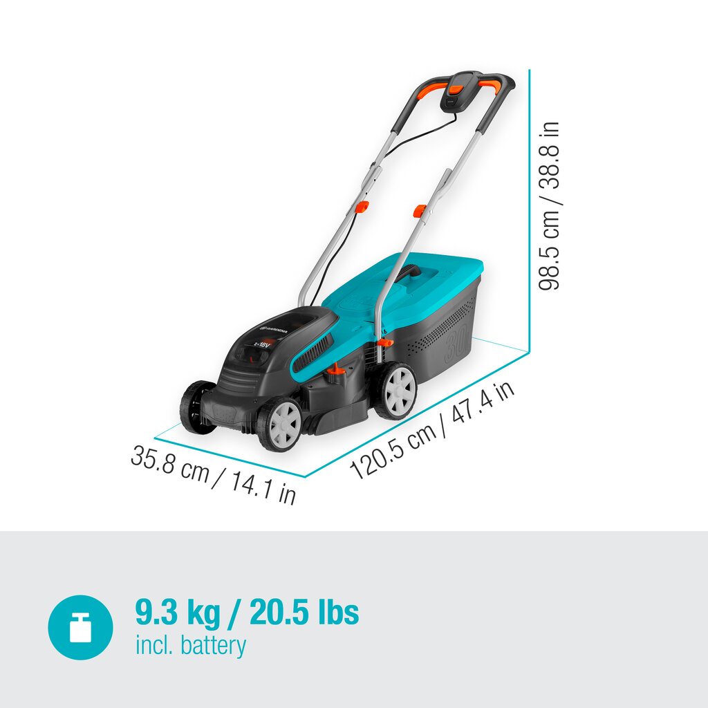 Akumulatora zāles pļāvējs Gardena PowerMax 32/36V P4A cena un informācija | Zāles pļāvēji | 220.lv