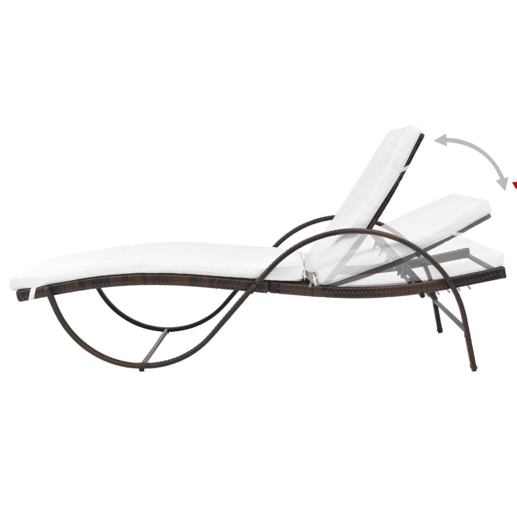 Sauļošanās gultu komplekts ar galdu, 5d., polirotangs, melns cena un informācija | Sauļošanās krēsli | 220.lv
