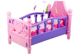 Кукольная кроватка с каруселью и постельными принадлежностями цена и информация | Игрушки для девочек | 220.lv