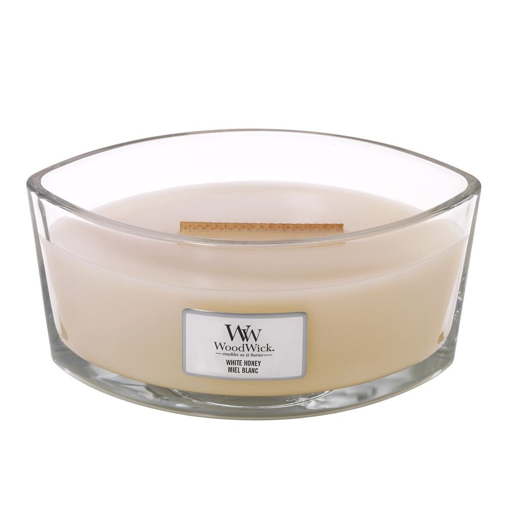 WoodWick aromātiska svece White Honey, 453,6 g cena un informācija | Sveces un svečturi | 220.lv