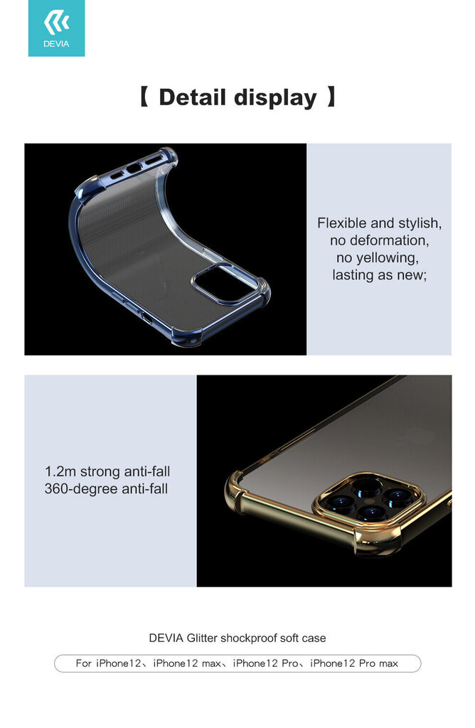 Telefona maciņš Devia paredzēts iPhone 12 Pro Max, melns cena un informācija | Telefonu vāciņi, maciņi | 220.lv