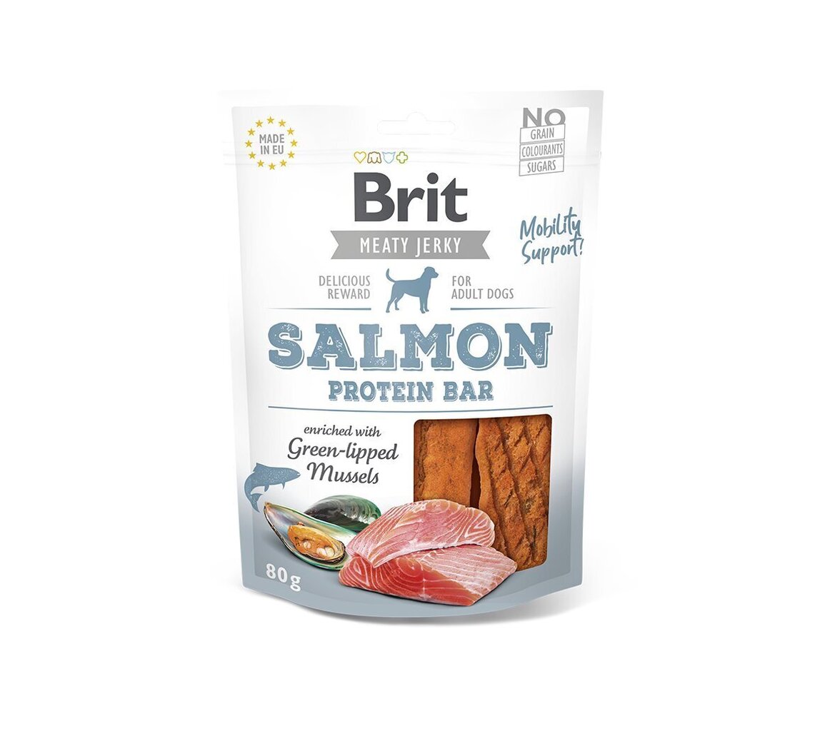 Brit Jerky Salmon Protein Bar Snack 80g Suņiem cena un informācija | Gardumi suņiem | 220.lv