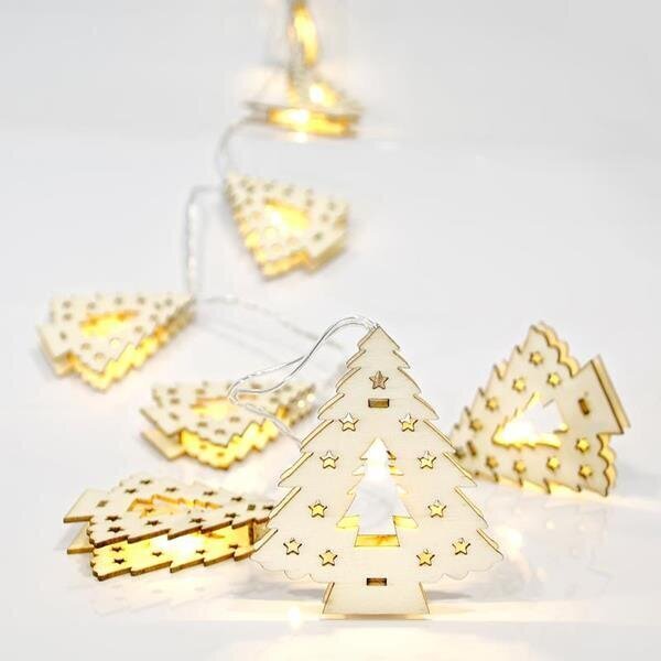 Ziemassvētku eglīšu virtene ar 10 gaismas diodēm cena un informācija | Ziemassvētku lampiņas, LED virtenes | 220.lv